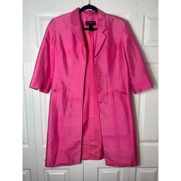 Liz Clairborne Collection Bright Pink 100% Silk 3/4 Sleeve Light Jacket Size 12 - Picture 5 of 8